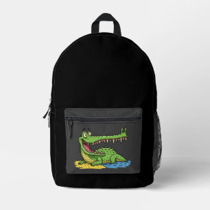 Sac À Dos Imprimé Drôle crocodile de dessin animé avec grand sourire