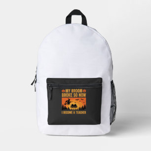 Sac À Dos Imprimé Drôle de professeur d'Halloween Balai cassé Design