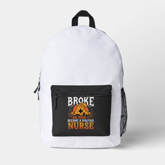 Sac À Dos Imprimé Drôle de sorcière infirmière de dialyse de balai d (Recto)