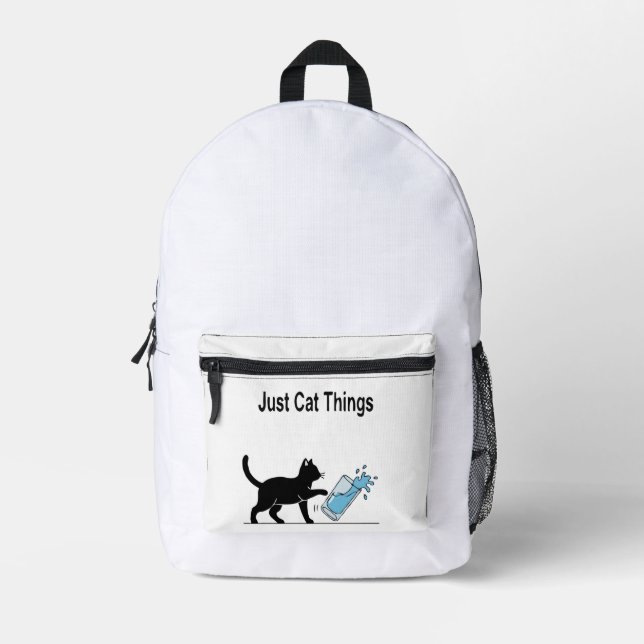 Sac À Dos Imprimé Drôles de 'choses de chat' Chat noir renversant de (Recto)