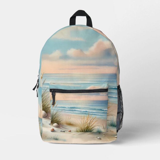 Sac À Dos Imprimé Dunes côtières pastel à l'aquarelle (Recto)