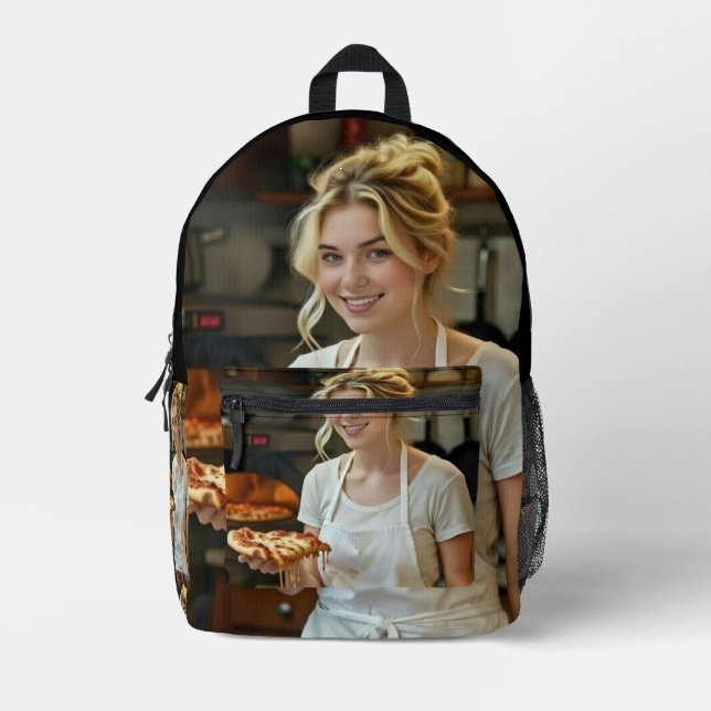 Sac À Dos Imprimé Eating Pizza Photo Personalize Customize (Recto)