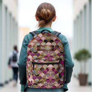 Sac À Dos Imprimé Échelles mignonnes en or rose violet