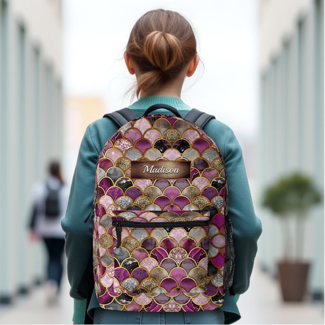 Sac À Dos Imprimé Échelles mignonnes en or rose violet (Créateur téléchargé)