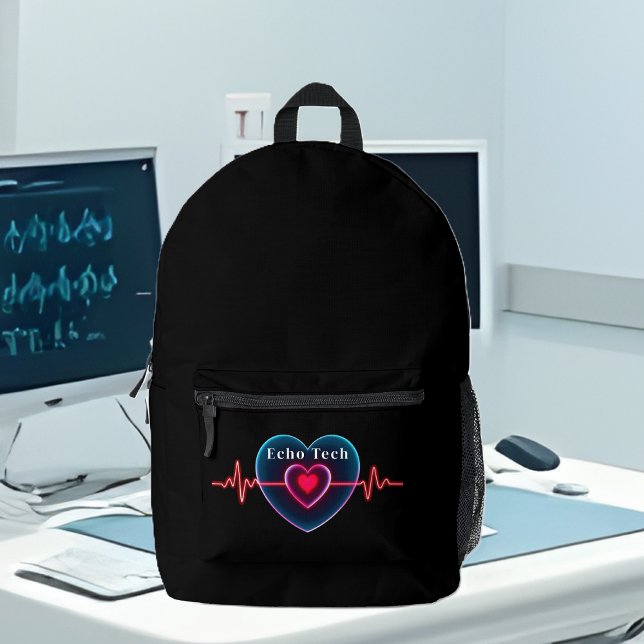 Sac À Dos Imprimé Echo Tech | Bouton | EKG (Echo Tech _ Heartbeat _ EKG Printed Backpack )