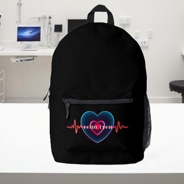 Sac À Dos Imprimé Echo Tech | Bouton | EKG (Echo Tech _ Heartbeat _ EKG Printed Backpack 2)