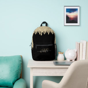 Sac À Dos Imprimé Éclairage éclat or et noir élégant Monogramme