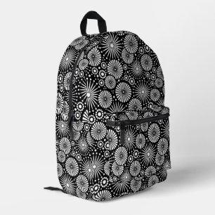 Sac À Dos Imprimé Éclatement d'étoiles géométriques noir et blanc él