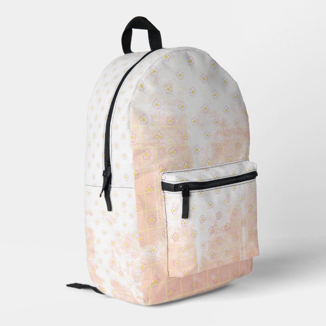 Sac À Dos Imprimé École de grunge romantique texture marguerites fle (Coin arrière gauche)