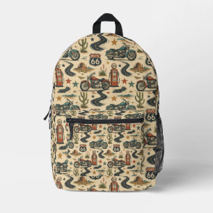 Sac À Dos Imprimé École de moto Route 66 Voyage Americana