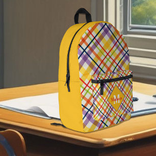 Sac À Dos Imprimé École lumineuse carreaux jaune monogramme