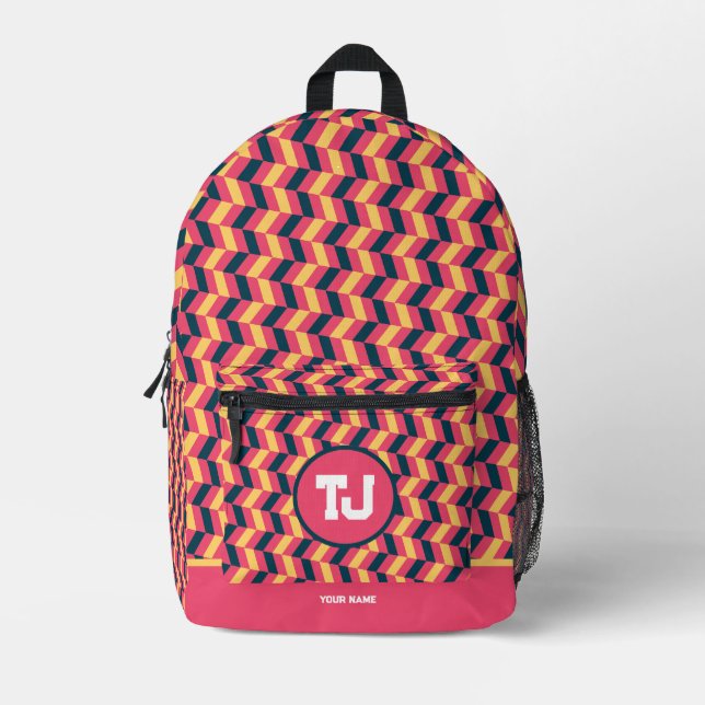 Sac À Dos Imprimé École personnalisée rose moderne (Recto)