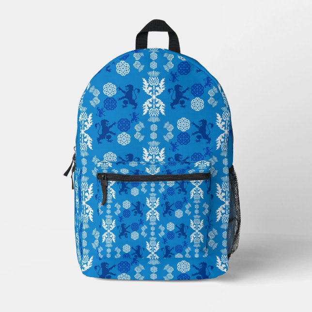 Sac À Dos Imprimé Écossais bleu et blanc  (Recto)