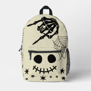 Sac À Dos Imprimé Éffrayant noir fantôme Spider web Beige