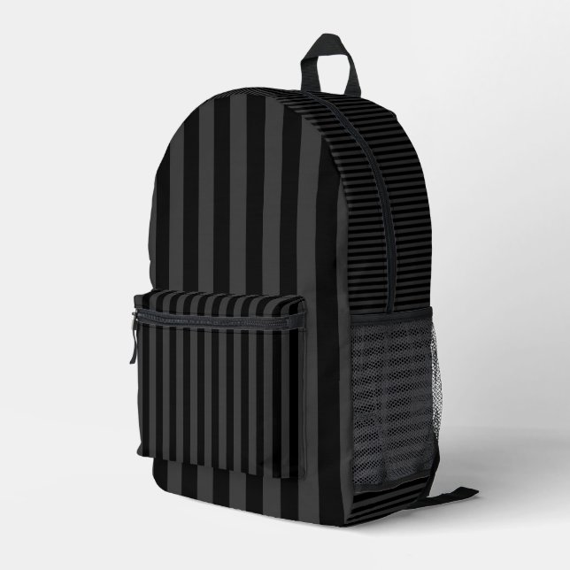 Sac À Dos Imprimé Elagnat Black & Smoky Black Vertical Stripes (Coin arrière droit)