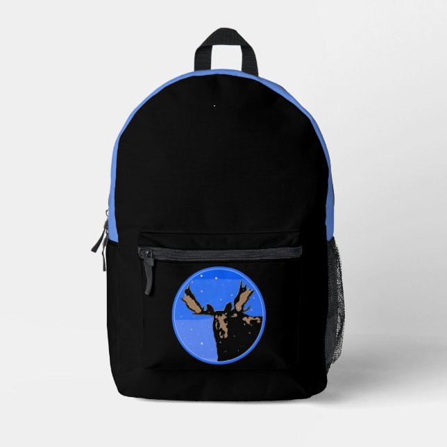 Sac À Dos Imprimé Élan en hiver - Art original de la faune (Recto)