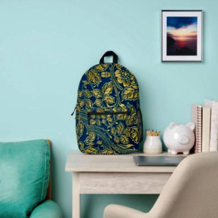 Sac À Dos Imprimé Élégance Bleu Doré