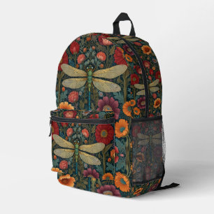 Sac À Dos Imprimé Élégant art nouveau floral automnal Libellule