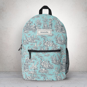 Sac À Dos Imprimé Elégant bébé vintage bleu toile de jouy