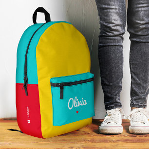 Sac À Dos Imprimé Élégant bloc couleur rouge jaune bleu coloré