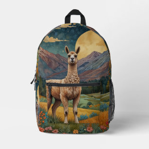 Sac À Dos Imprimé Élégant boho chic llama alpaca