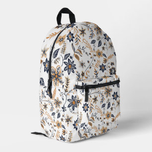 Sac À Dos Imprimé Élégant Botanique Floral Navy Or