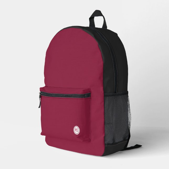 Sac À Dos Imprimé Elegant Burgundy and Black Monogram (Coin arrière droit)