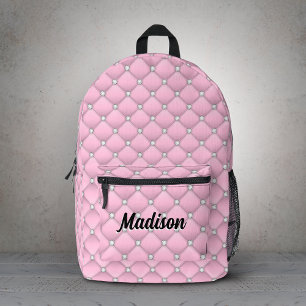 Sac À Dos Imprimé Élégant faux paillettes roses argent monogrammé