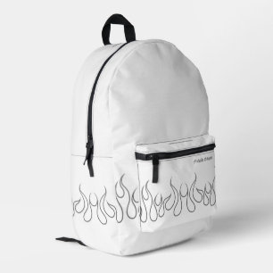 Sac À Dos Imprimé Élégant feu flamme blanc gris foncé