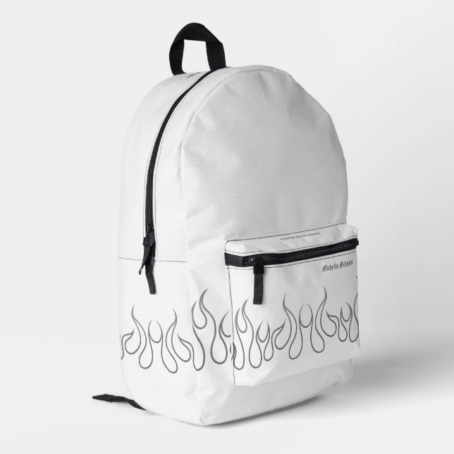 Sac À Dos Imprimé Élégant feu flamme blanc gris foncé (Coin arrière gauche)