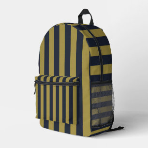 Sac À Dos Imprimé Elégant Gold & Navy Blue Vertical Stripes
