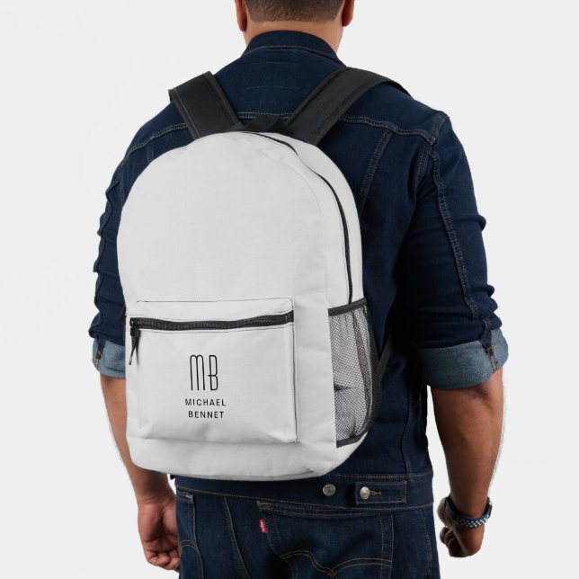 Sac À Dos Imprimé Élégant gris monogramme (Insitu (Modèle))