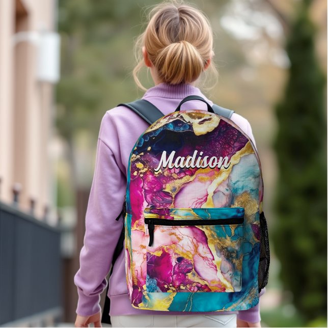 Sac À Dos Imprimé Elégant marbre rose turquoise (Créateur téléchargé)