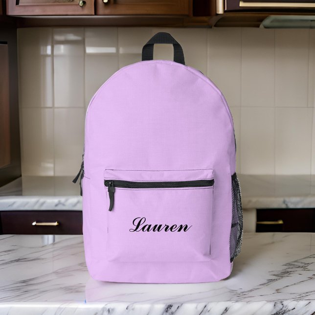 Sac À Dos Imprimé Élégant Minuscule noir Script | Lavande (Créateur téléchargé)