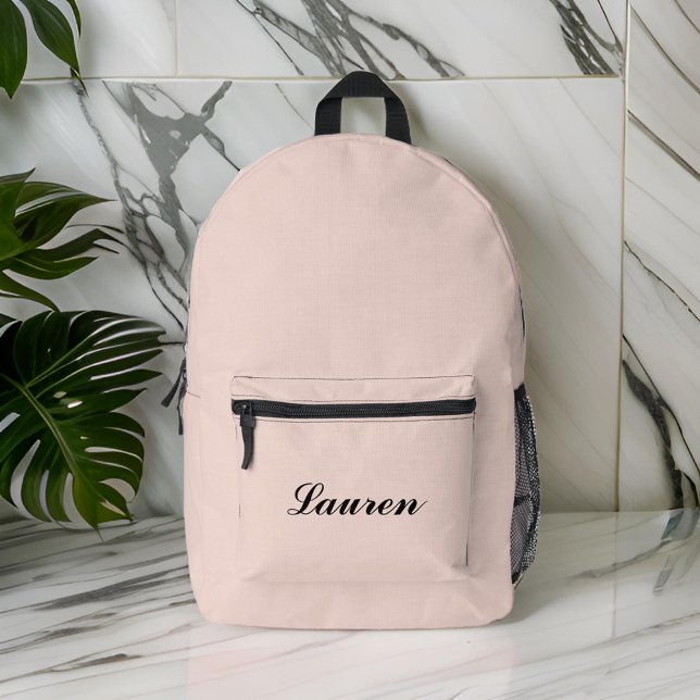 Sac À Dos Imprimé Élégant Minuscule noir Script | Rose pâle (Créateur téléchargé)