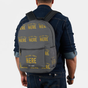 SAC À DOS IMPRIMÉ ÉLÉGANT MODERNE PERSONNALISABLE GRIS VÉRIFIÉ MARQU