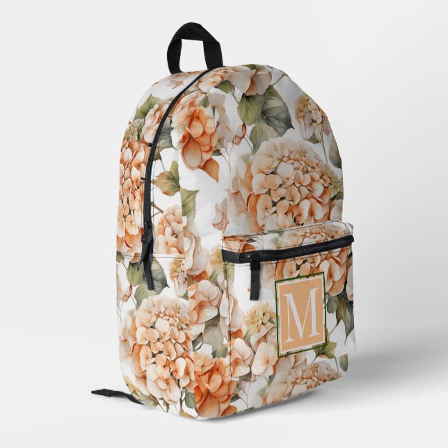 Sac À Dos Imprimé Élégant monogramme blanc vert orange floral boho (Coin arrière gauche)