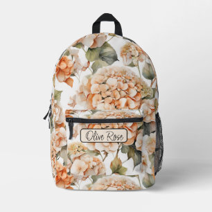 Sac À Dos Imprimé Élégant monogramme blanc vert orange floral boho