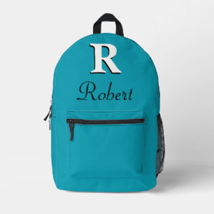 Sac À Dos Imprimé Élégant Monogramme bleu-vert moderne