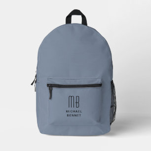 Sac À Dos Imprimé Élégant Monogramme Dusty Blue