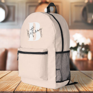 Sac À Dos Imprimé Élégant Monogramme rose pâle moderne