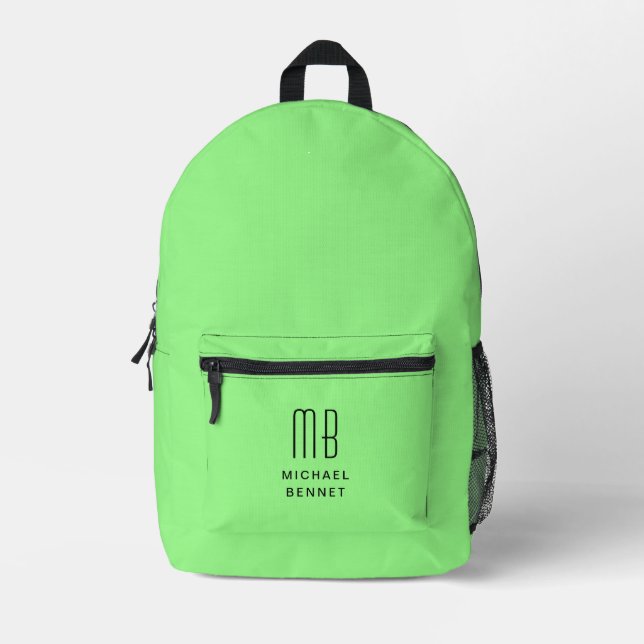 Sac À Dos Imprimé Élégant Monogramme Vert (Recto)
