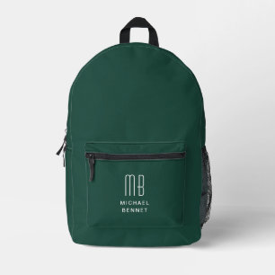 Sac À Dos Imprimé Élégant Monogramme Vert Émeraude