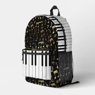 Sac À Dos Imprimé Élégant notes de musique dorée touches piano