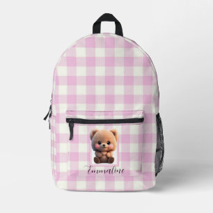 Sac À Dos Imprimé Elégant ours en peluche blanc rose