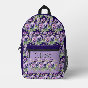 Sac À Dos Imprimé Élégant Pansy Violet Floral