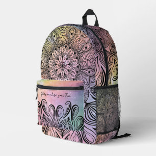 Sac À Dos Imprimé Élégant Pastel Purple & Pink Mandala Nom de l'expé