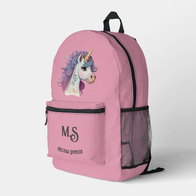 Sac À Dos Imprimé Élégant Pink Magical Unicorn de filles tendance (Coin arrière droit)