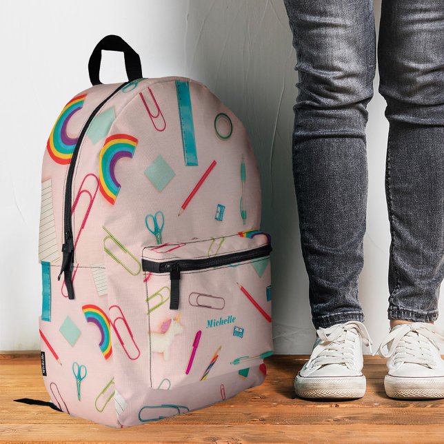 Sac À Dos Imprimé Élégant Retour à l'école Fournitures Arc-en-ciel r (Stylish Back to School Supplies Rainbow Pink Printed Backpack
)