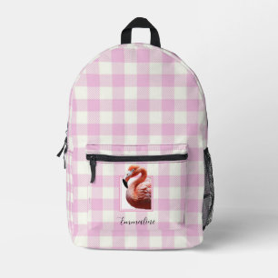 Sac À Dos Imprimé Elégant rose blanc plaid flamingo personnalisation